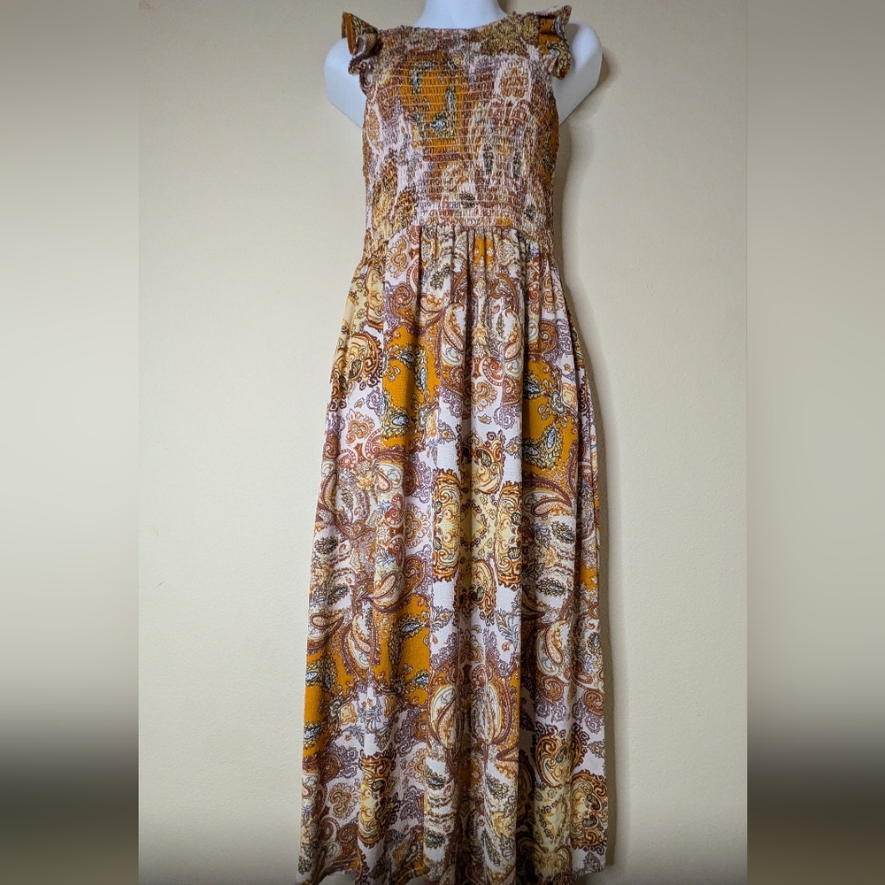 Code x Mode Sleeveless Midi Dress M Size Multicolored Smock Paisley Print